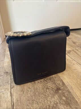 Ted Baker Navy Leather  Bag with Crystal Buckle